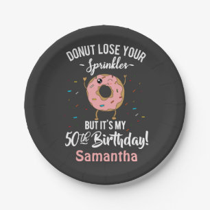 50th Birthday Funny Doughnut Fifty Years Old Party Paper Plate