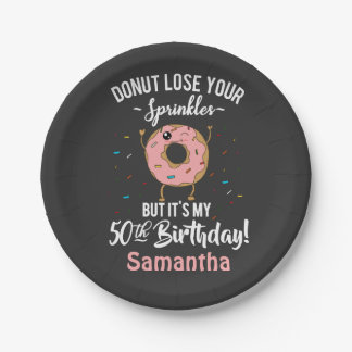 50th Birthday Funny Doughnut Fifty Years Old Party Paper Plate