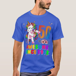50th Birthday Funny Unicorn Dabbing 50 Yrs Old Awe T-Shirt