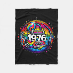 50th Birthday Gift 1976 Disco Peace Vintage Love Fleece Blanket
