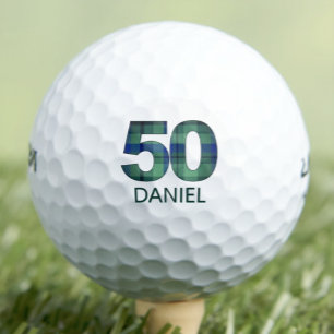  50th Birthday Gift for Son – Blue Plaid Keepsake Golf Balls