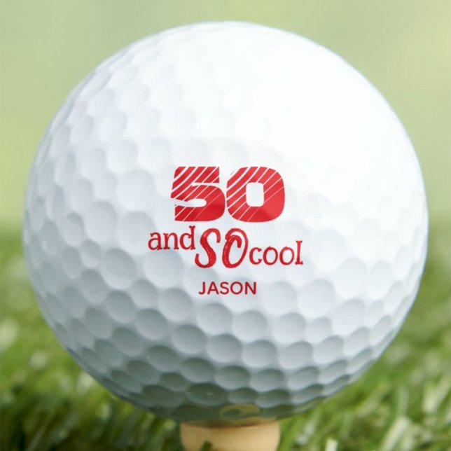 50th Birthday Gift SO Cool Orange Red Custom Golf Balls (Creator Uploaded)