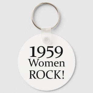 50th Birthday Gifts, 1959 Women Rock! Key Ring