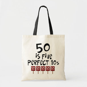 50th birthday gifts, 50 is 5 perfect 10s! tote bag