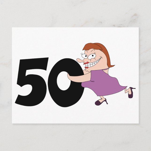 50th birthday gifts - Funny cartoon birthday Postcard (Front)