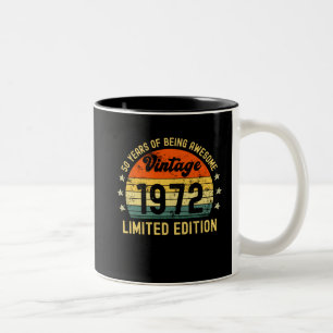 50th birthday gifts vintage 1972 limited edition Two-Tone coffee mug