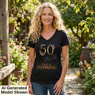 50th Birthday Girl Blessed Boho Autumn T-Shirt