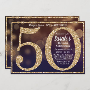 50th Birthday Glitter Milestone Invitation