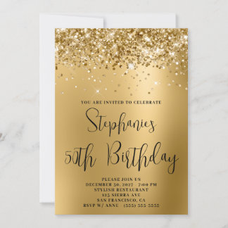 50th Birthday Glittery Golden Glam Gradient Invitation