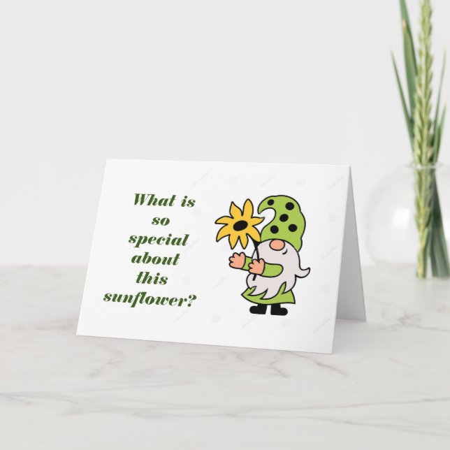 ***50th BIRTHDAY*** GNOME SENDS SUNFLOWER   Card (Front)