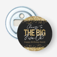 50th Birthday Gold and Black Big Five-Oh Bottle Op