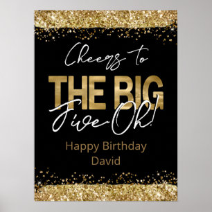 50th Birthday Gold and Black Big Five-Oh Poster