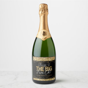 50th Birthday Gold and Black Big Five-Oh Sparkling Wine Label
