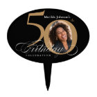 50th Birthday Gold Black Calligraphy Custom Photo