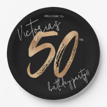 50th Birthday Gold Black Modern Sassy Elegant