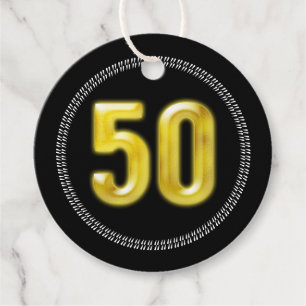 50th birthday gold black thank you fifty elegant favour tags