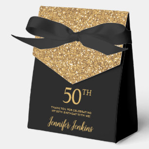 50th Birthday Gold Glitter Thank You Favour Box