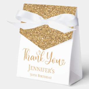 50th Birthday Gold Glitter Thank You Favour Box