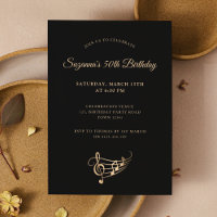 50th Birthday Gold Music Notes Elegant