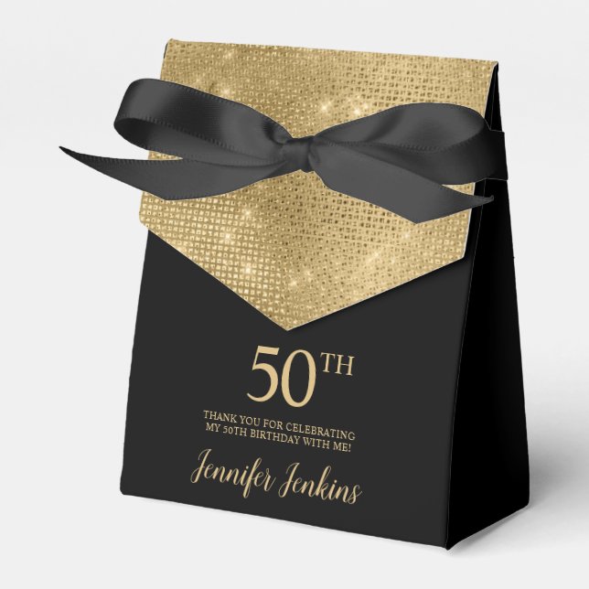 50th Birthday Gold Thank You Favor Box (Front Side)