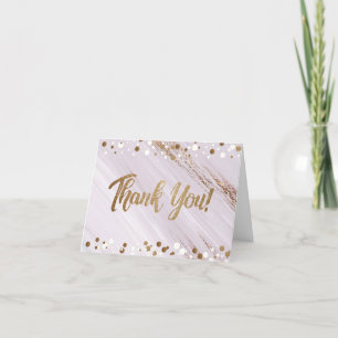 50th birthday gold white confetti thank you card