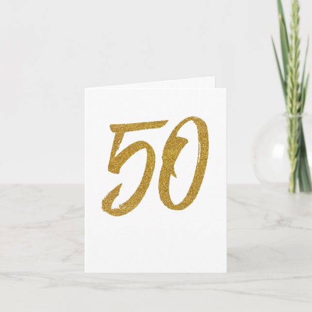 50th birthday golden personalised greeting card (Front)
