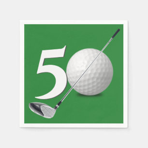 50th Birthday Golf Ball And Club Napkin