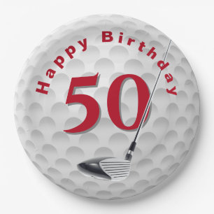 50th Birthday Golf Ball Design Paper Plate