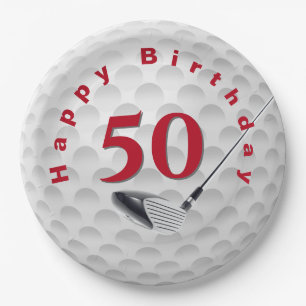 50th Birthday Golf Ball Design Paper Plate