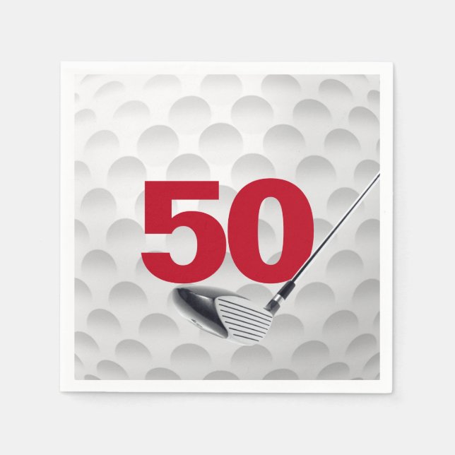 50th Birthday Golf Ball Napkin (Front)