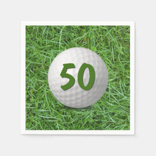 50th Birthday Golf Ball on Grass Napkin