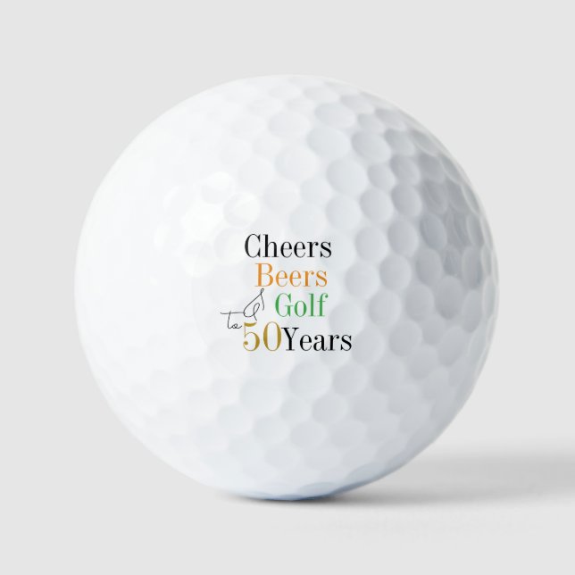 50th Birthday Golf Cheers Beers Minimal Balls (Front)