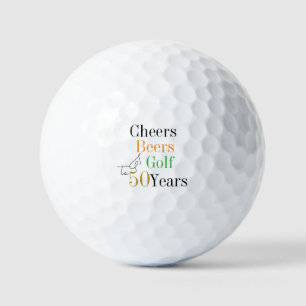50th Birthday Golf Cheers Beers Minimal Golf Balls