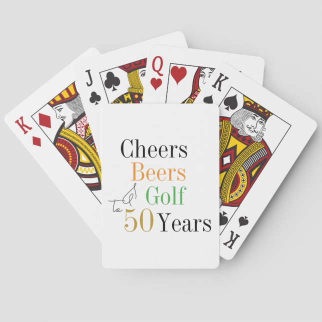 50th Birthday Golf Cheers Beers Minimal Playing Cards (Back)