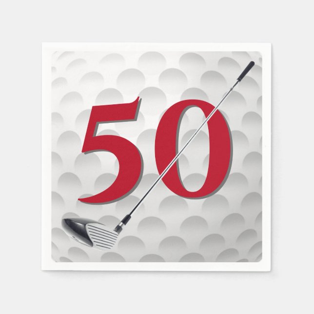 50th Birthday Golf Club Napkins (Front)