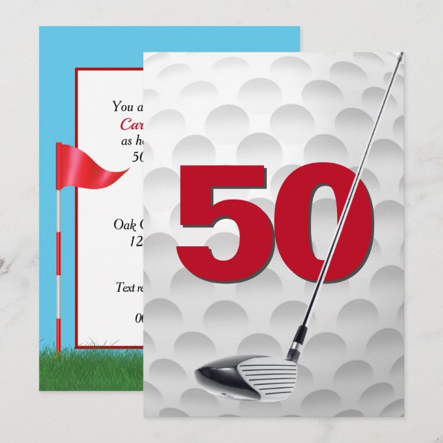 50th Birthday Golf Theme Party Invitation (Front/Back)