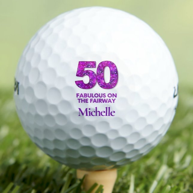 50th Birthday Golfer 50 And Fabulous Purple Flower Golf Balls (Creator Uploaded)