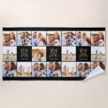 50th birthday good gold black photo collage chic beach towel<br><div class="desc">Celebrate your 50th birthday in style with these black and gold effect 50th birthday design. A modern design with script text,  bold graphics photo collage. Change the colour to customise. Part of a collection.</div>