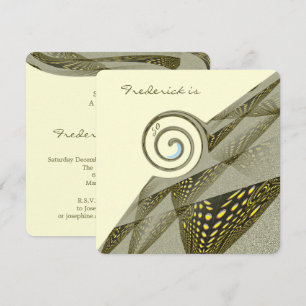 50th Birthday Green & Yellow Design Invitation