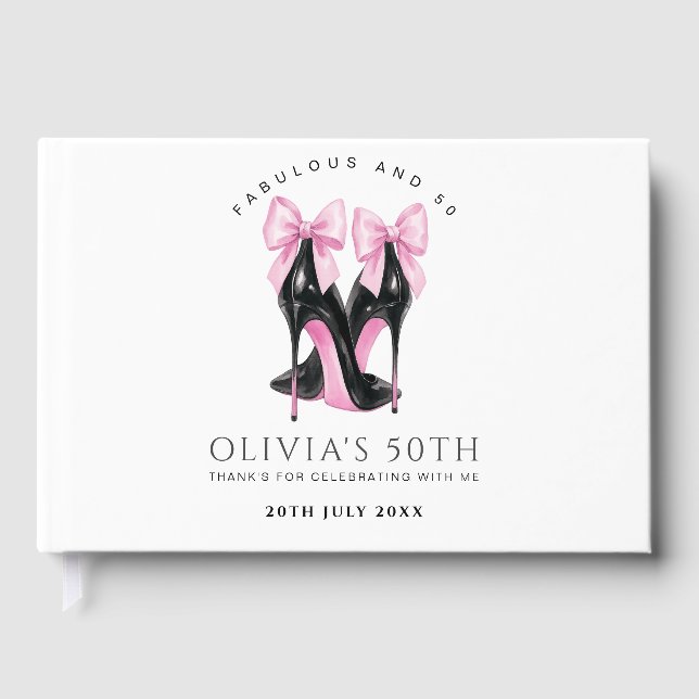 50th Birthday Guest Book, Modern 50 and Fabulous Guest Book (Front)