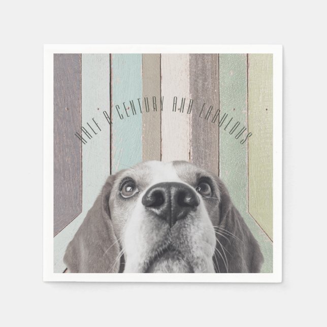 50th Birthday Half a Century and Fabulous  Napkin (Front)