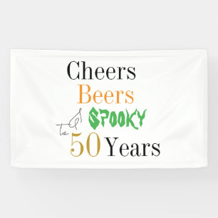 50th Birthday Halloween Cheers Spooky Party Banner