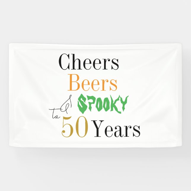 50th Birthday Halloween Cheers Spooky Party Banner (Horizontal)