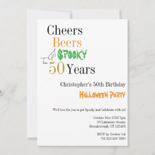 50th Birthday Halloween Cheers Spooky Party Invitation