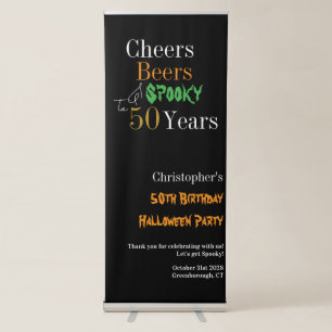 50th Birthday Halloween Spooky Party Welcome Retractable Banner