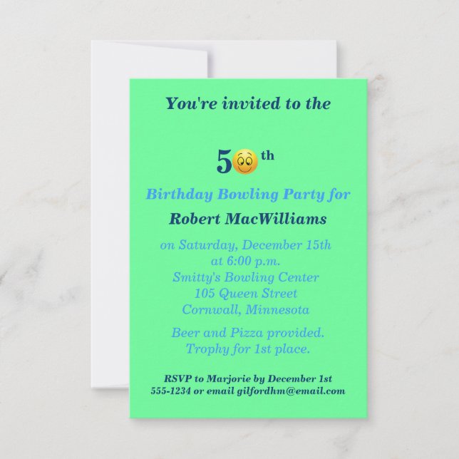 50th Birthday Happy Face Party Invitation (Front)