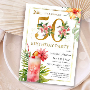 50th Birthday Hawaiian Tropical Cocktail Party Invitation