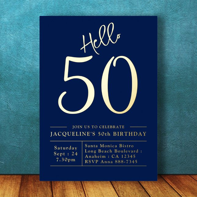 50th Birthday Hello 50 Blue Gold (Creator Uploaded)