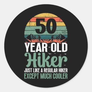 50th Birthday Hiker Mountain 50 Years Old Hiking L Classic Round Sticker