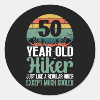 50th Birthday Hiker Mountain 50 Years Old Hiking L Classic Round Sticker
